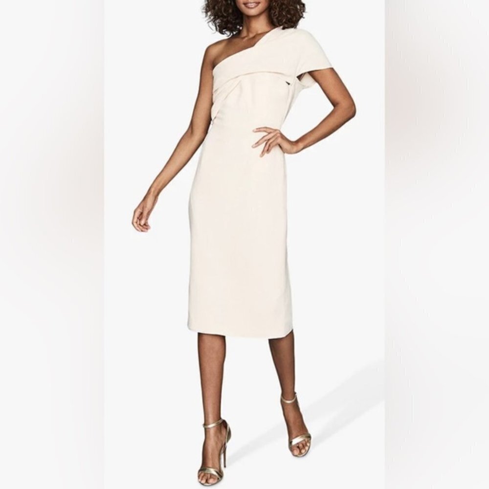 Reiss Riana one shoulder bodycon dress pink 6
